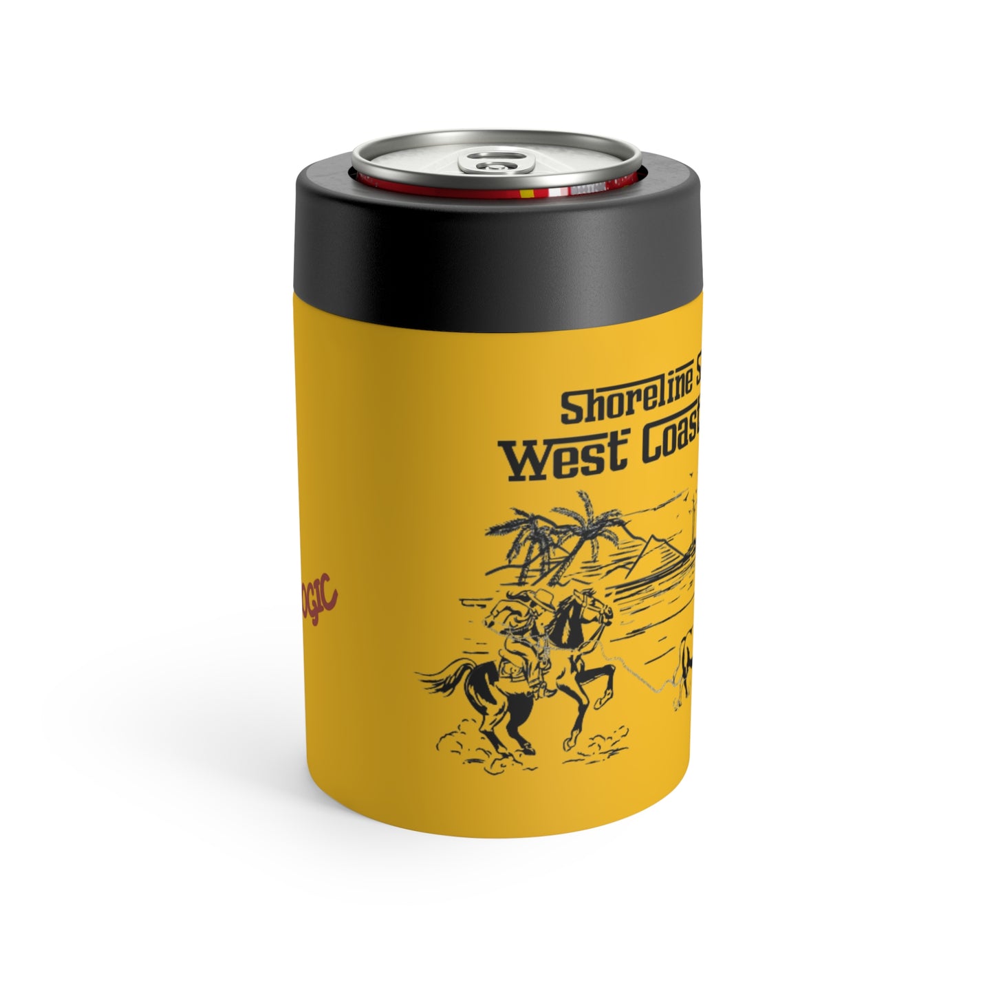 Shoreline Showdown: West Coast Cowpoke Simplified Design (12 Oz Can Tumbler)