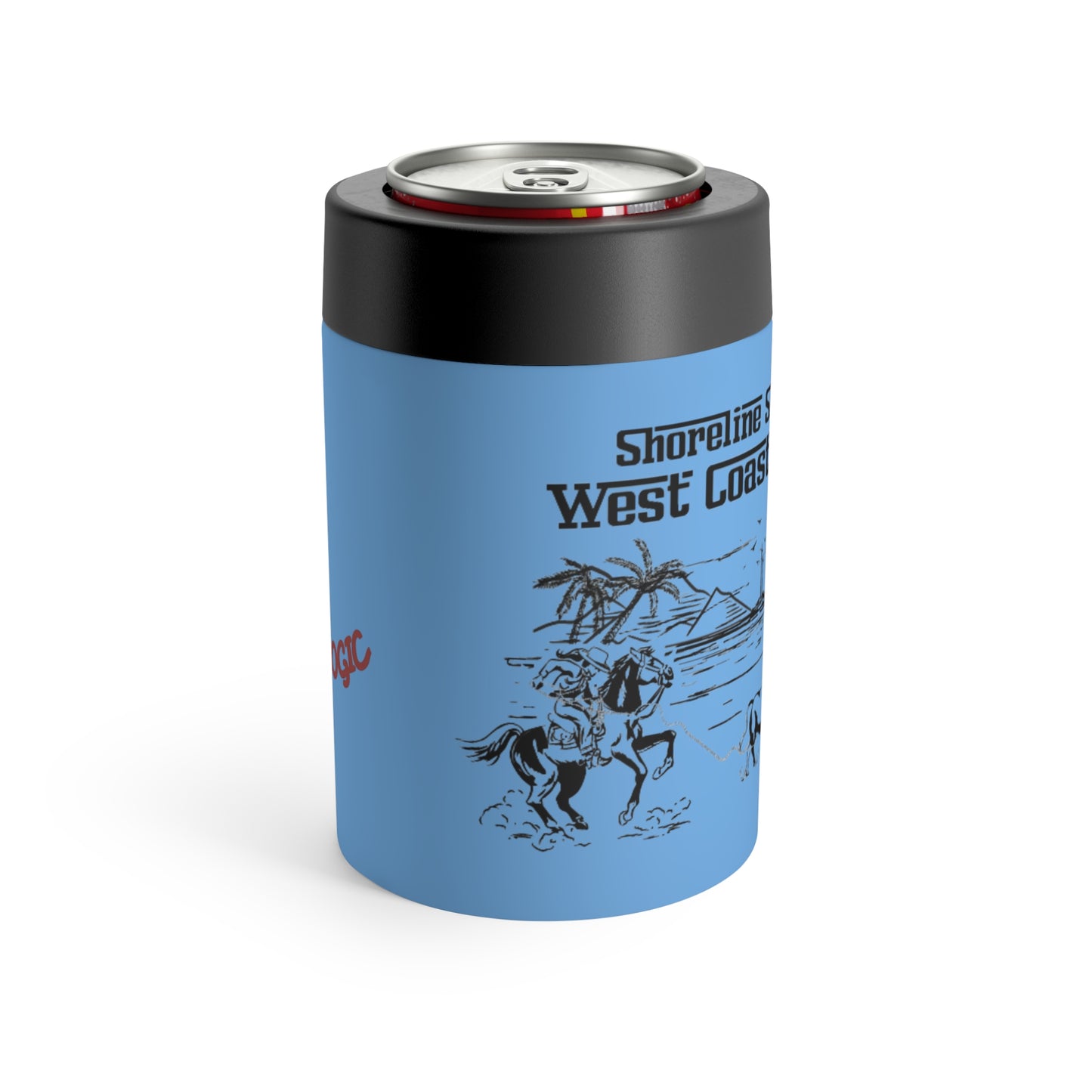 Shoreline Showdown: West Coast Cowpoke Simplified Design (12 Oz Can Tumbler)