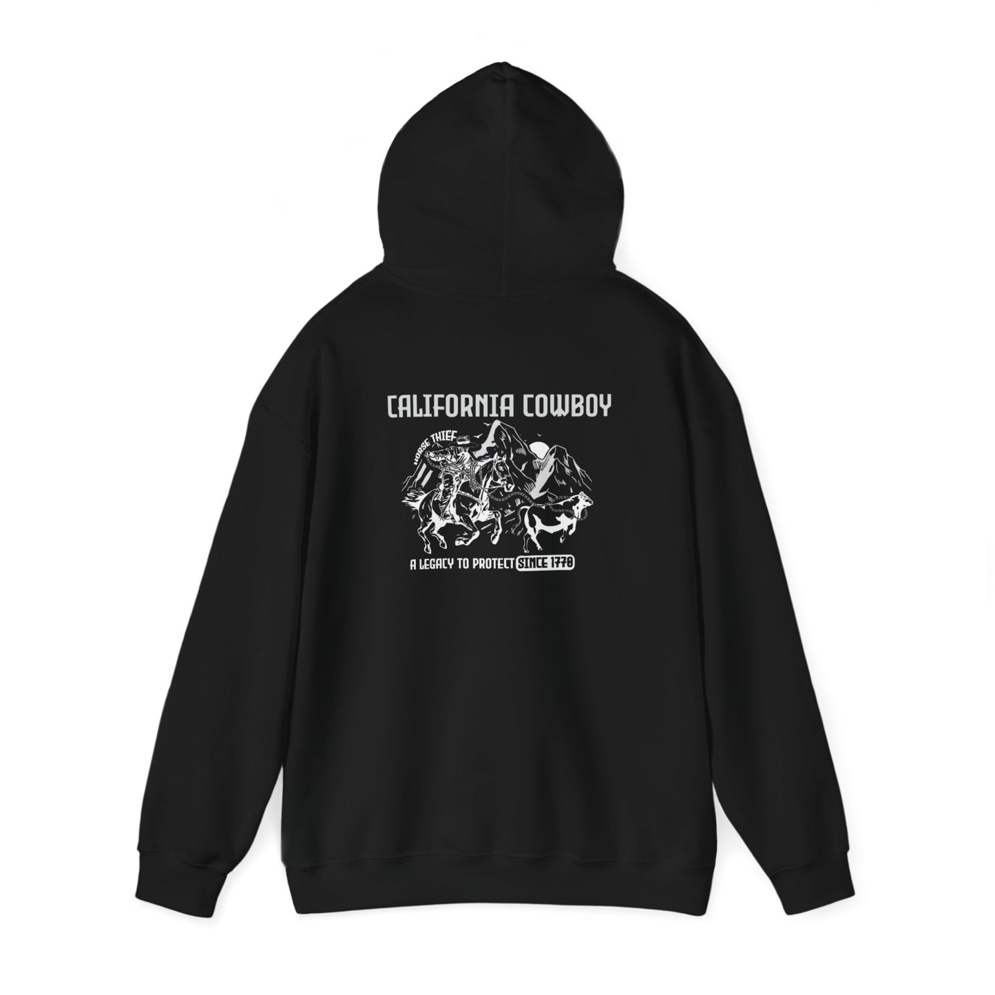 California Vaquero, A Legacy to Protect Since 1770, Mountain Peak (Dark Hoodie)