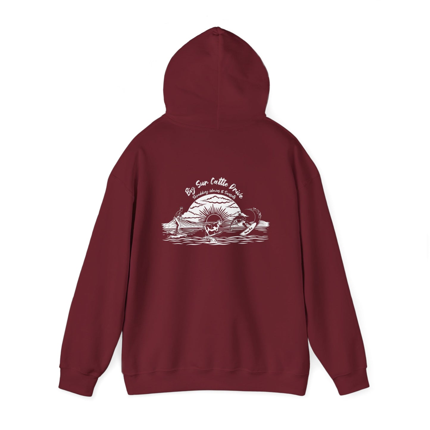 Big Sur Cattle Drive, Shredding Waves (Sunset Design) Hoodie