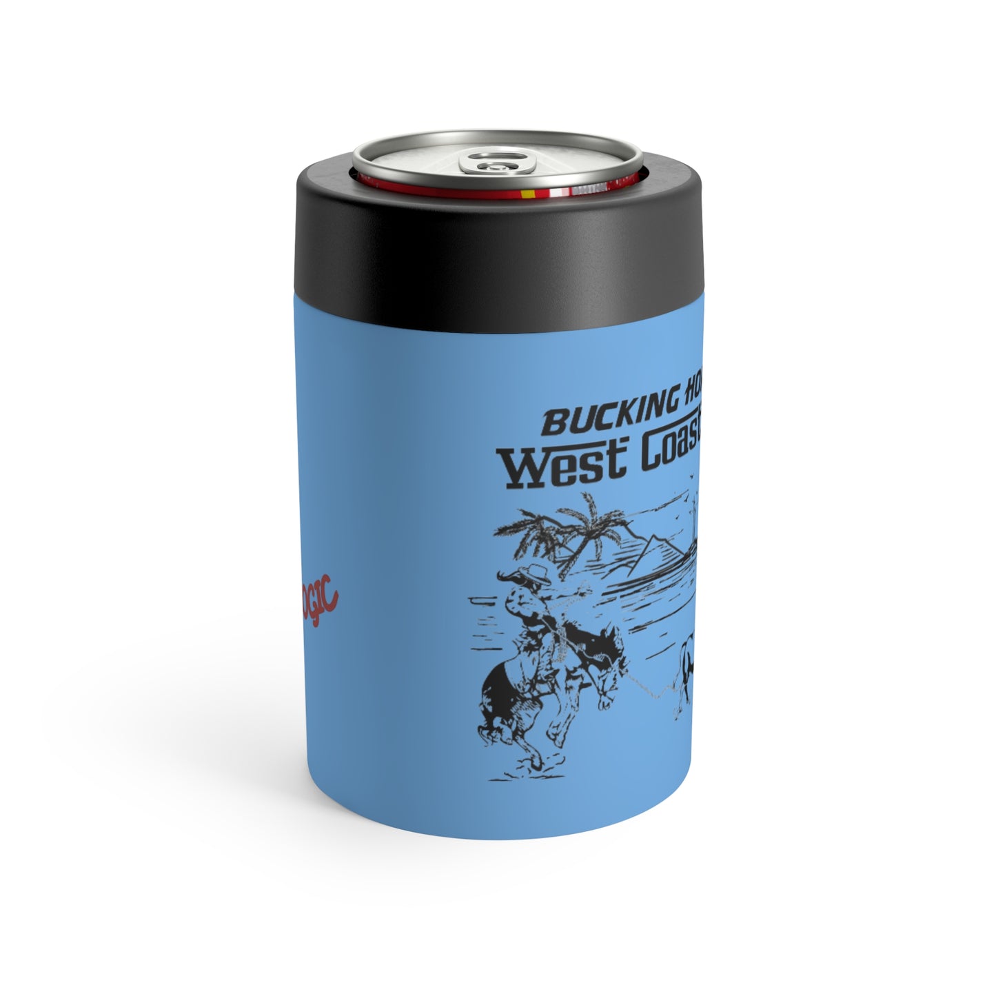 Bucking Horse Beach: West Coast Cowpoke Simplified Design (12 Oz Can Tumbler)