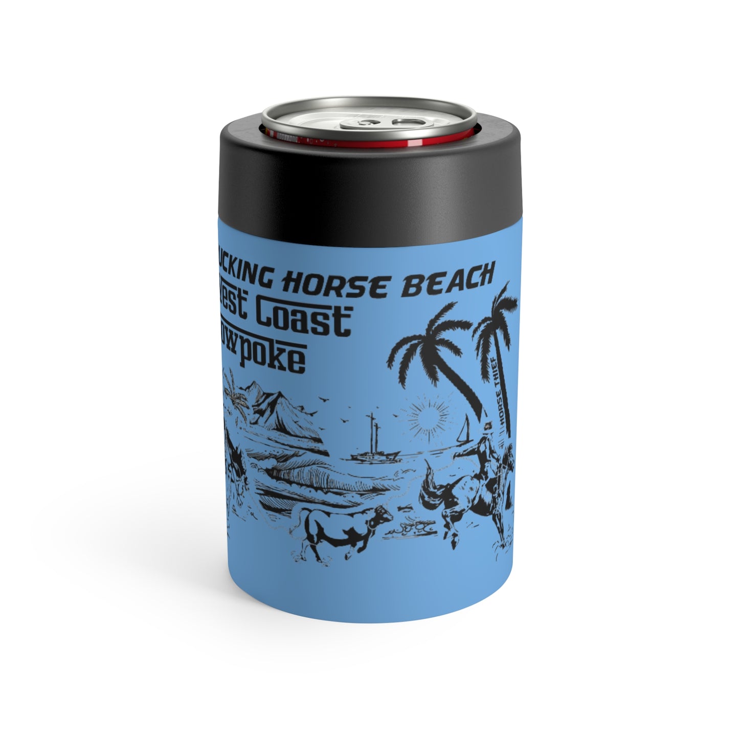 Bucking Horse Beach: West Coast Cowpoke Detailed Design (12 Oz Can Tumbler)