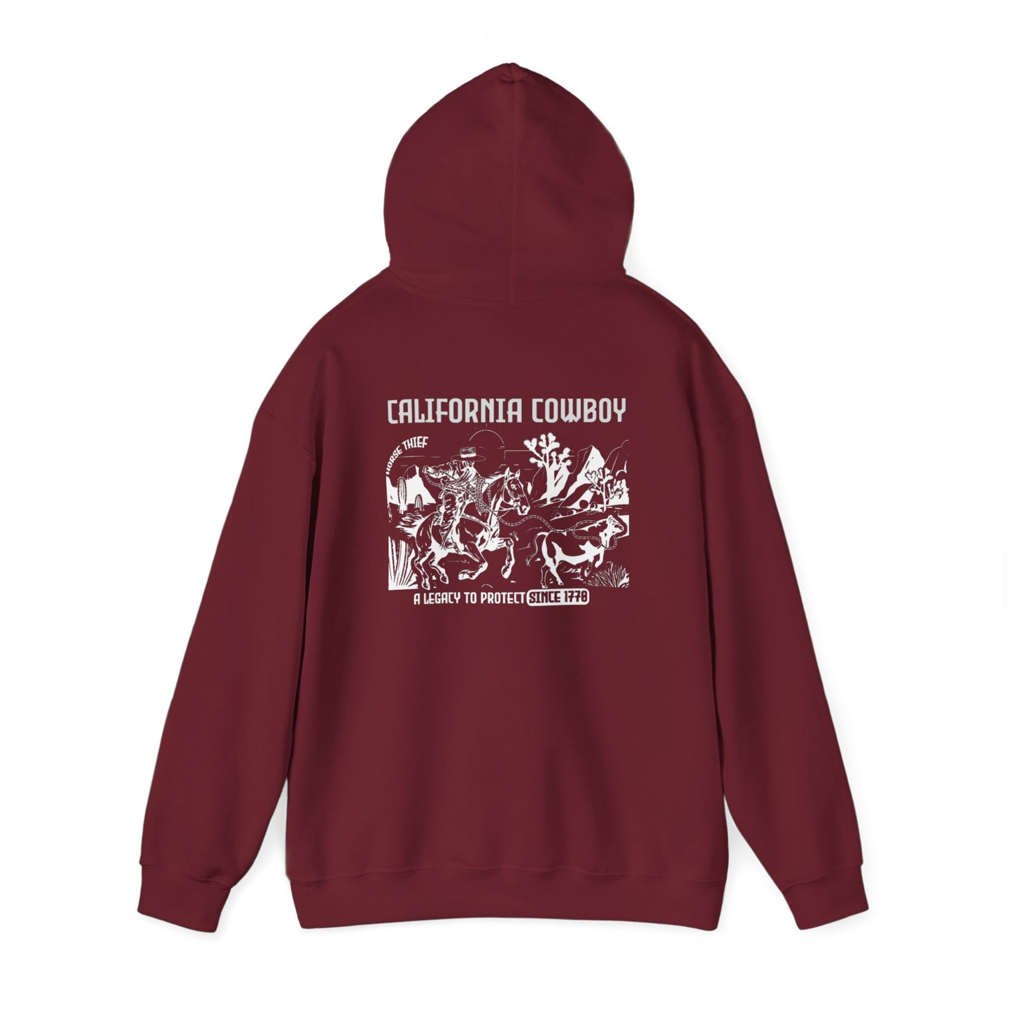 California Vaquero, A Legacy to Protect Since 1770, High Desert Design (Dark Hoodie)