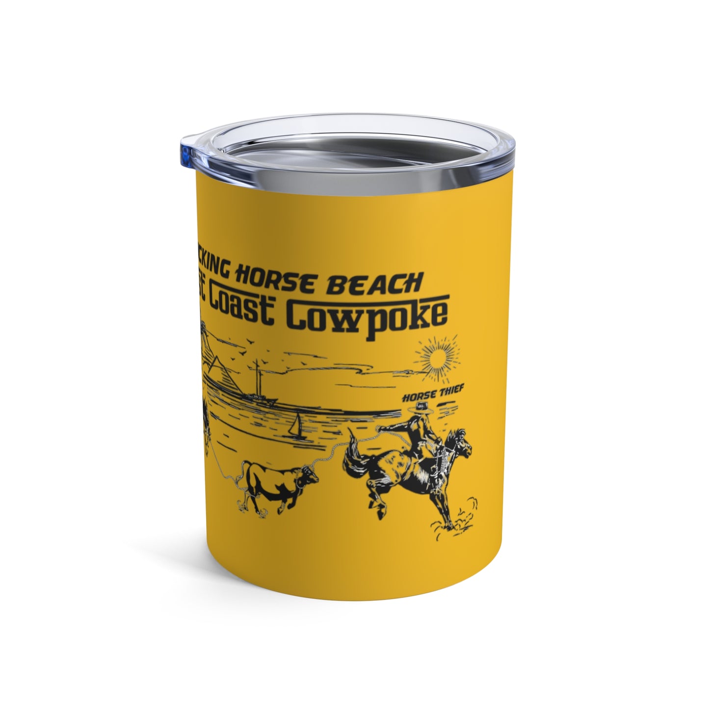 Bucking Horse Beach, West Coast Cowpoke (10oz Yellow Tumbler)