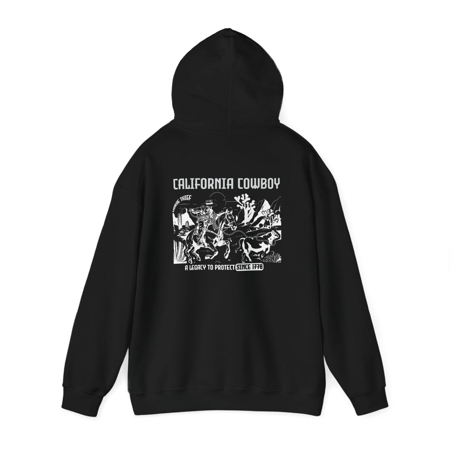 California Vaquero, A Legacy to Protect Since 1770, High Desert Design (Dark Hoodie)