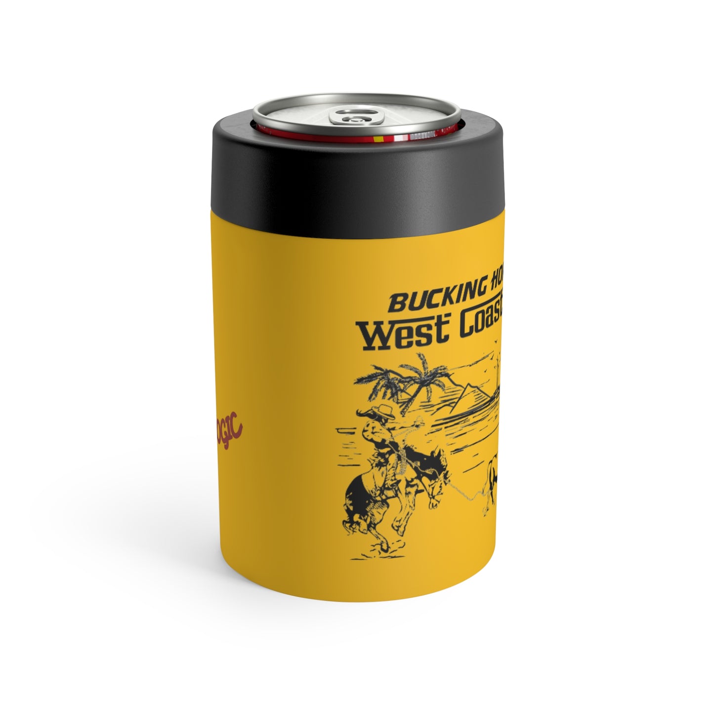 Bucking Horse Beach: West Coast Cowpoke Simplified Design (12 Oz Can Tumbler)