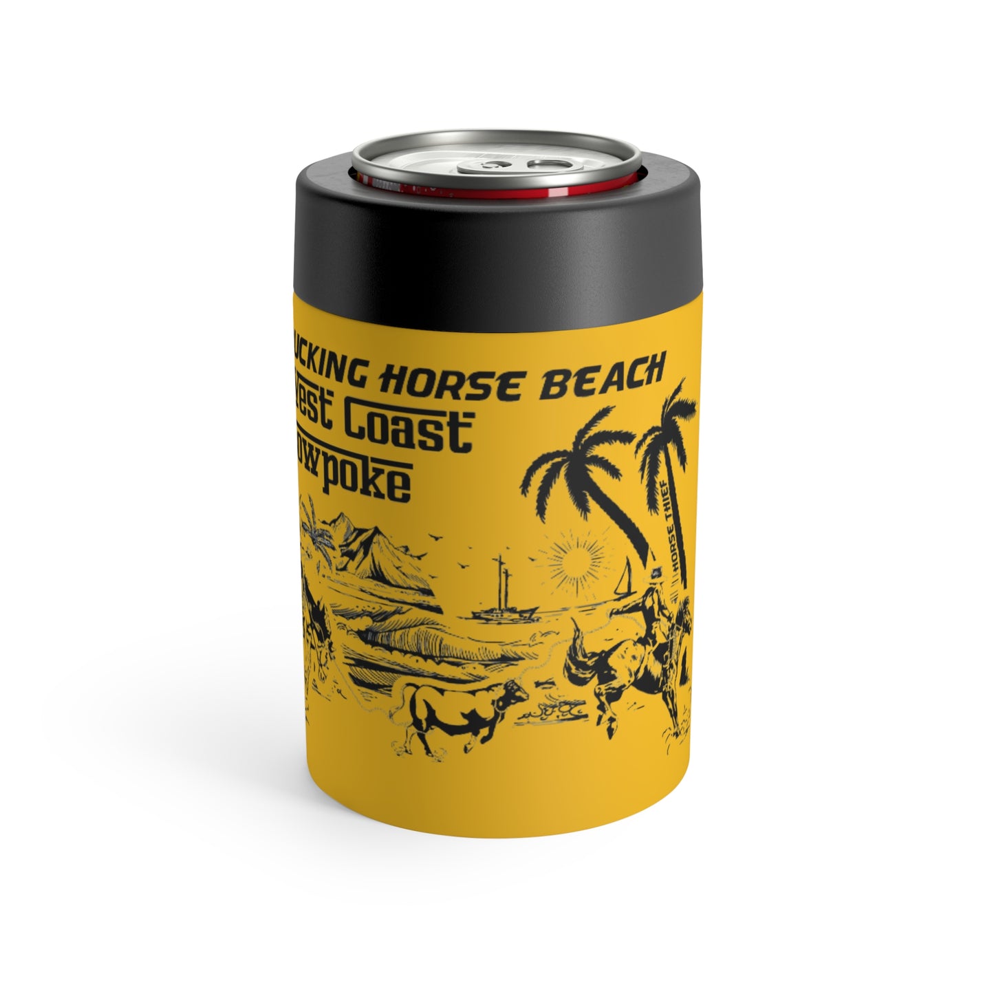 Bucking Horse Beach: West Coast Cowpoke Detailed Design (12 Oz Can Tumbler)