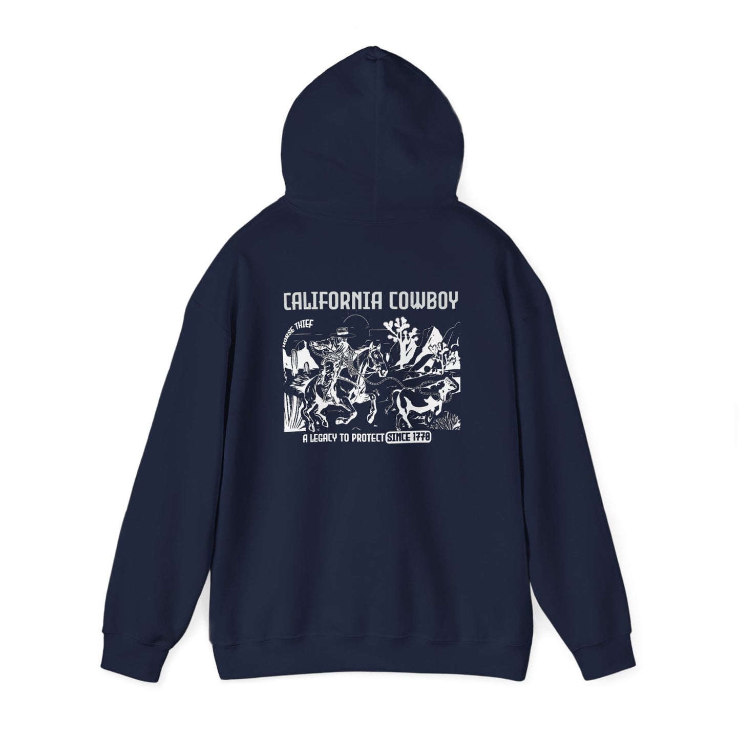 California Vaquero, A Legacy to Protect Since 1770, High Desert Design (Dark Hoodie)