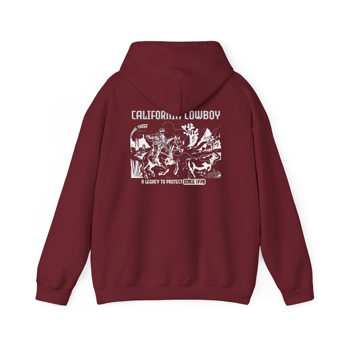 California Vaquero, A Legacy to Protect Since 1770, High Desert Design (Dark Hoodie)