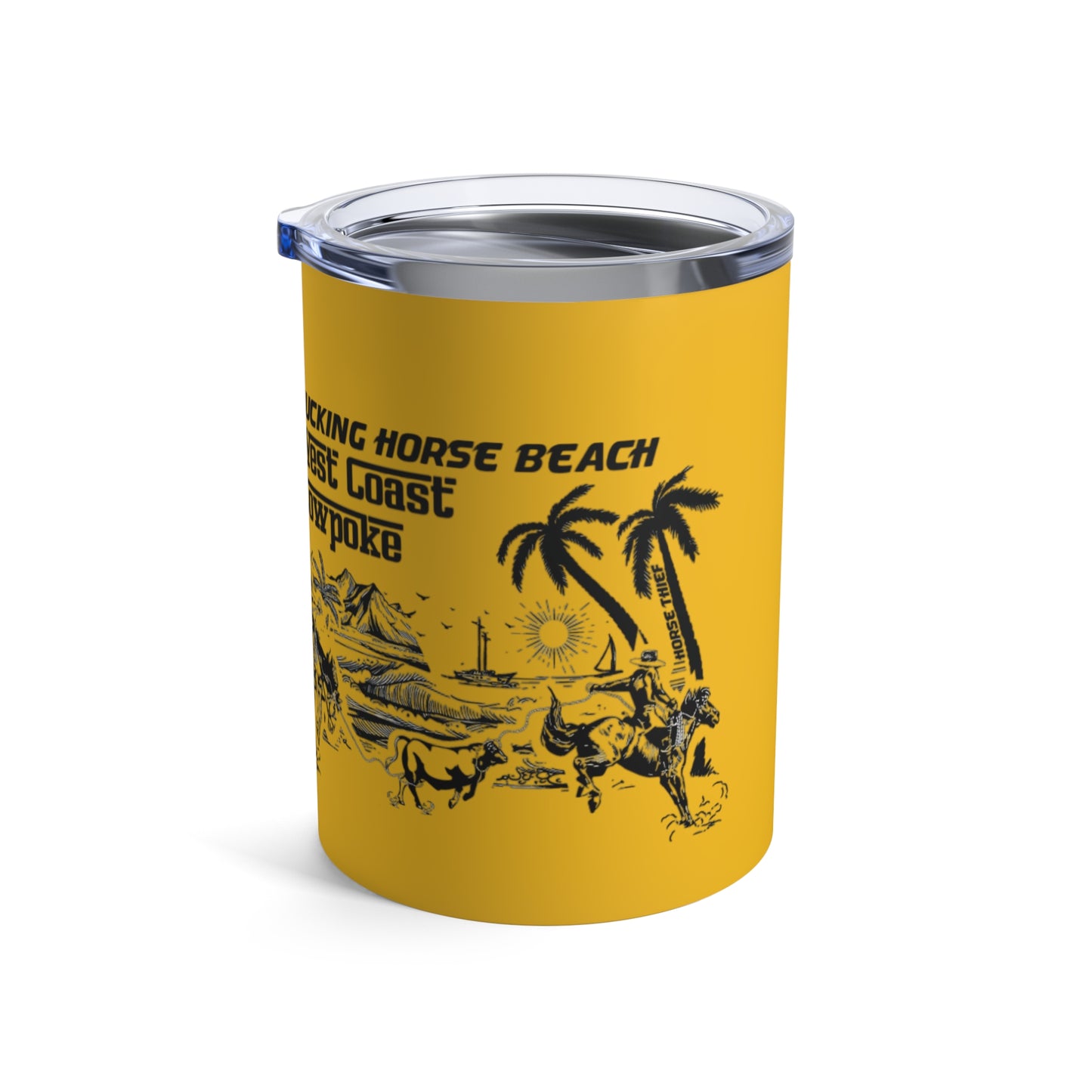 Bucking Horse Beach, West Coast Cowpoke (10oz Yellow Tumbler)