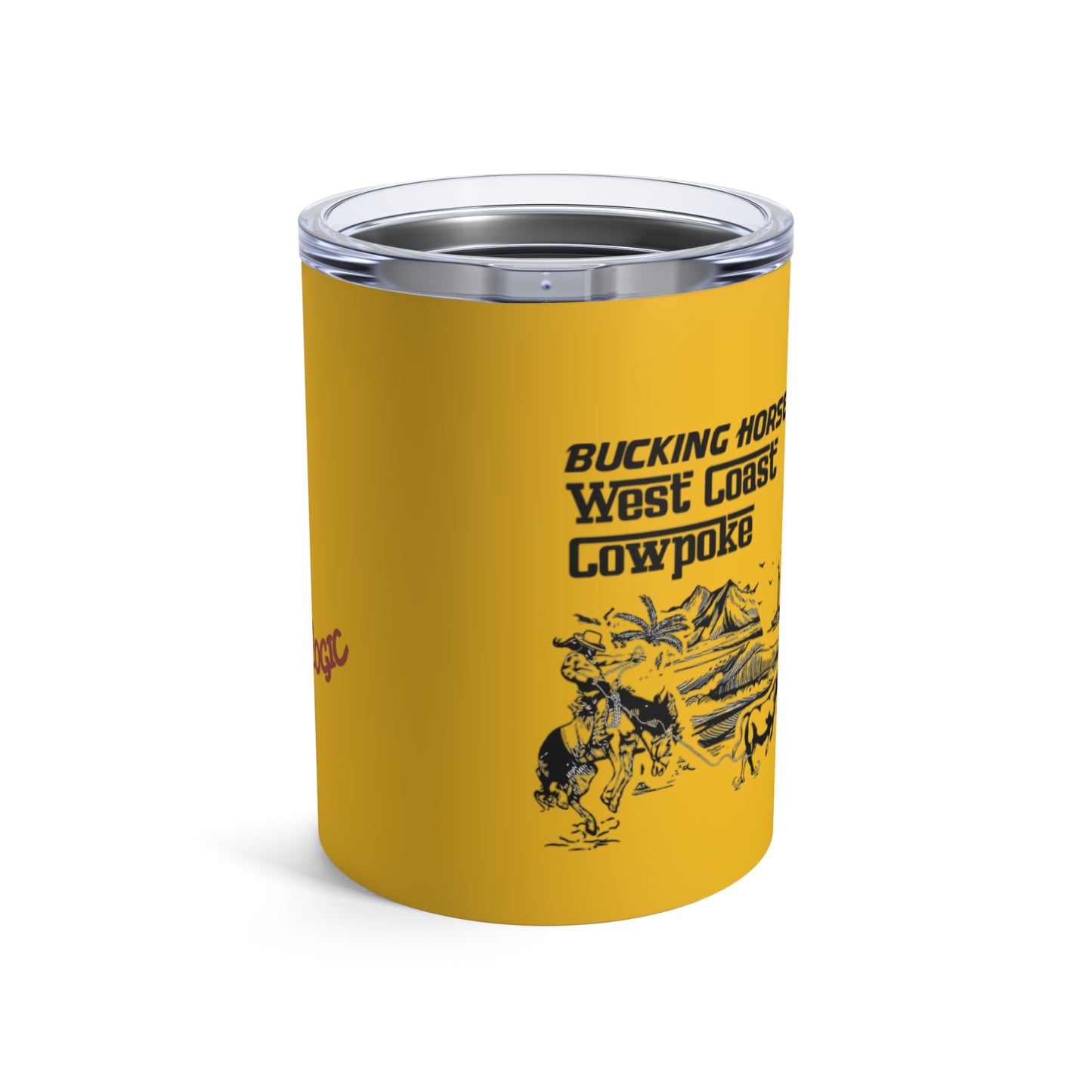 Bucking Horse Beach, West Coast Cowpoke (10oz Yellow Tumbler)