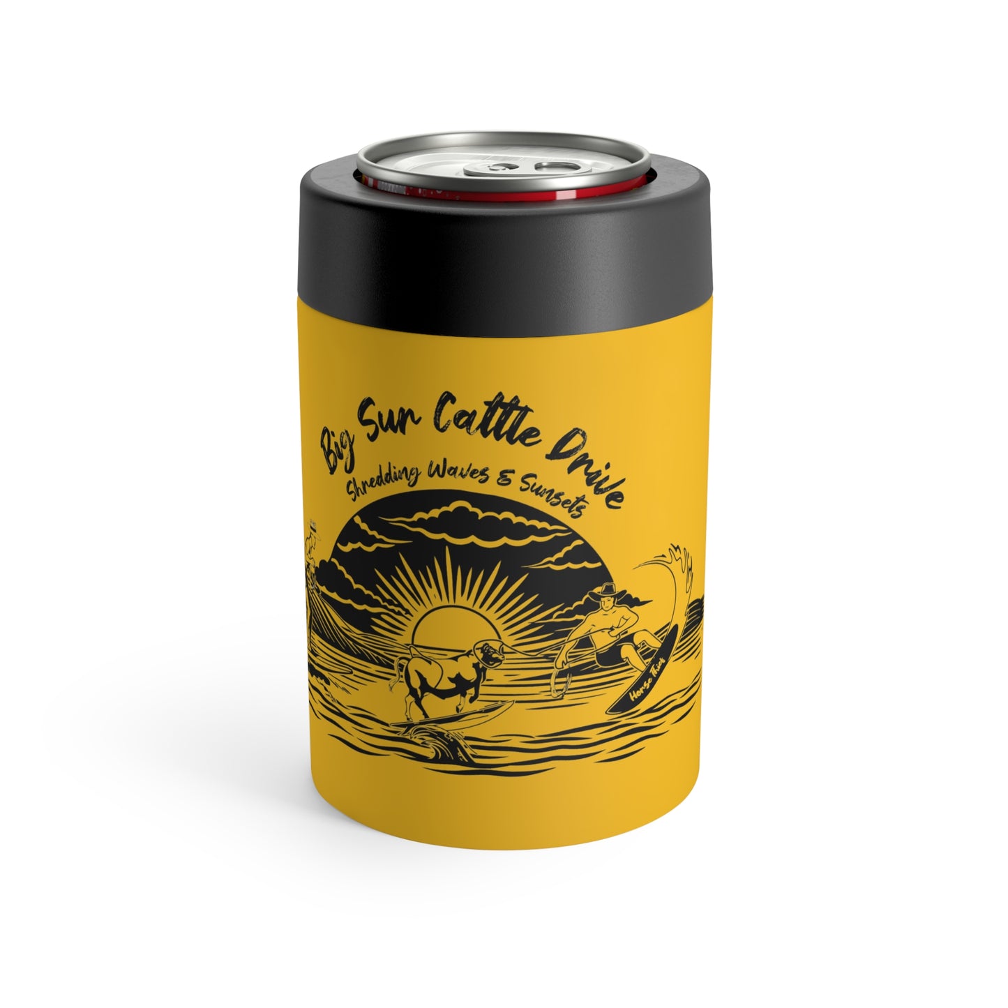 Big Sur Cattle Drive: Shredding Waves and Sunset (12 Oz Can Tumbler)