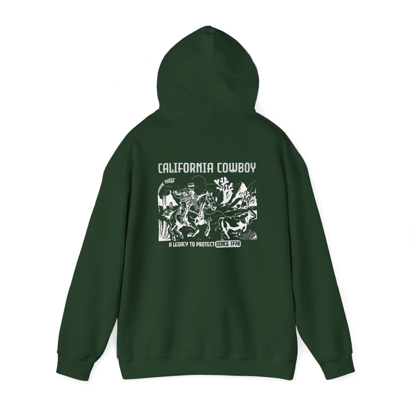 California Vaquero, A Legacy to Protect Since 1770, High Desert Design (Dark Hoodie)