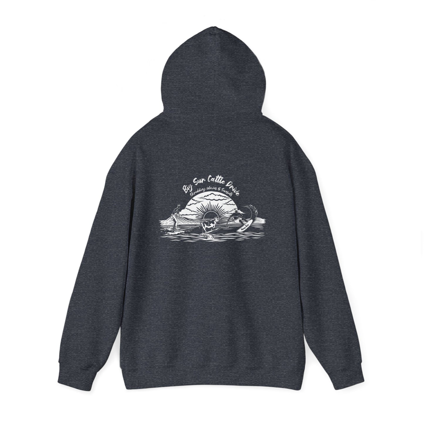 Big Sur Cattle Drive, Shredding Waves (Sunset Design) Hoodie